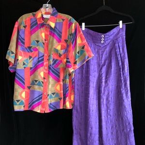 Vintage HARRY WHO Australia silk top/linen pants